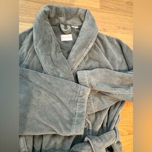 Frette‎ Shawl Collar Plush Charcoal Robe Terry Cotton Unisex Sz L